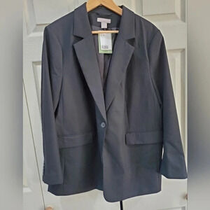 NWT Men's black Single Button Blazer‎ suit Jacket XL H&M